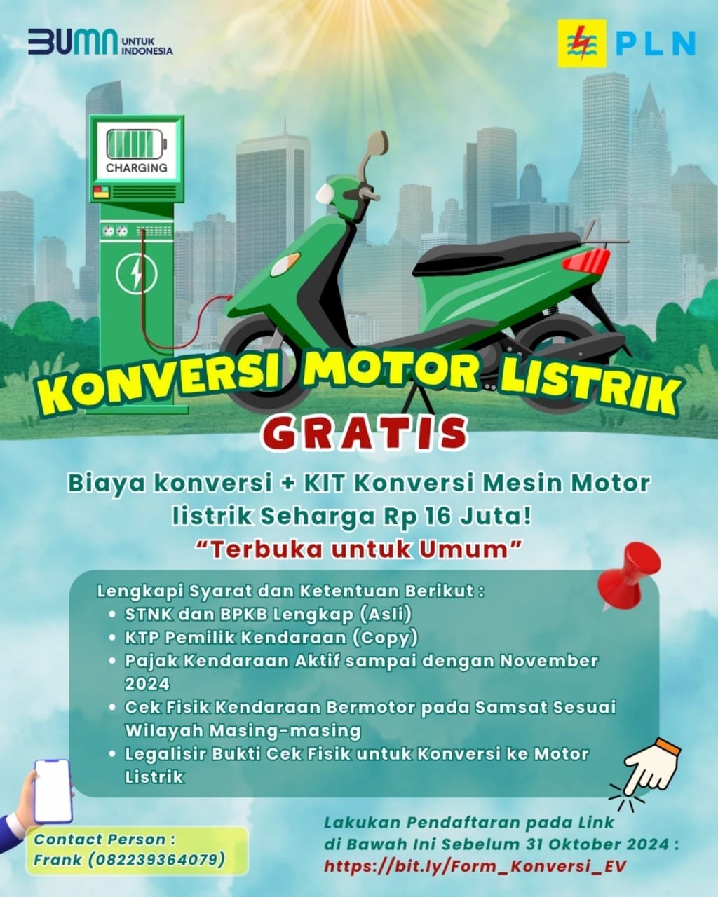 PLN UIW MMU Buka Konversi Motor Listrik Gratis, Begini Syaratnya